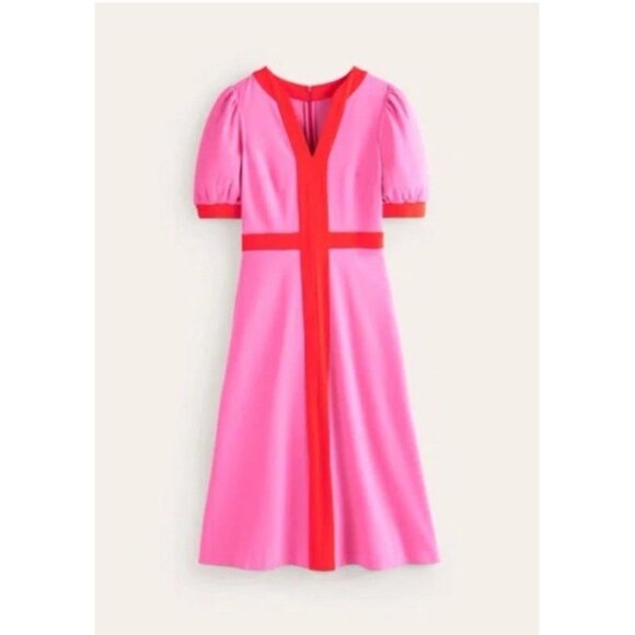 BODEN Petra Ponte Dress Sangria Sunset Color Block Sz 2 NEW Pink Midi - Picture 10 of 10